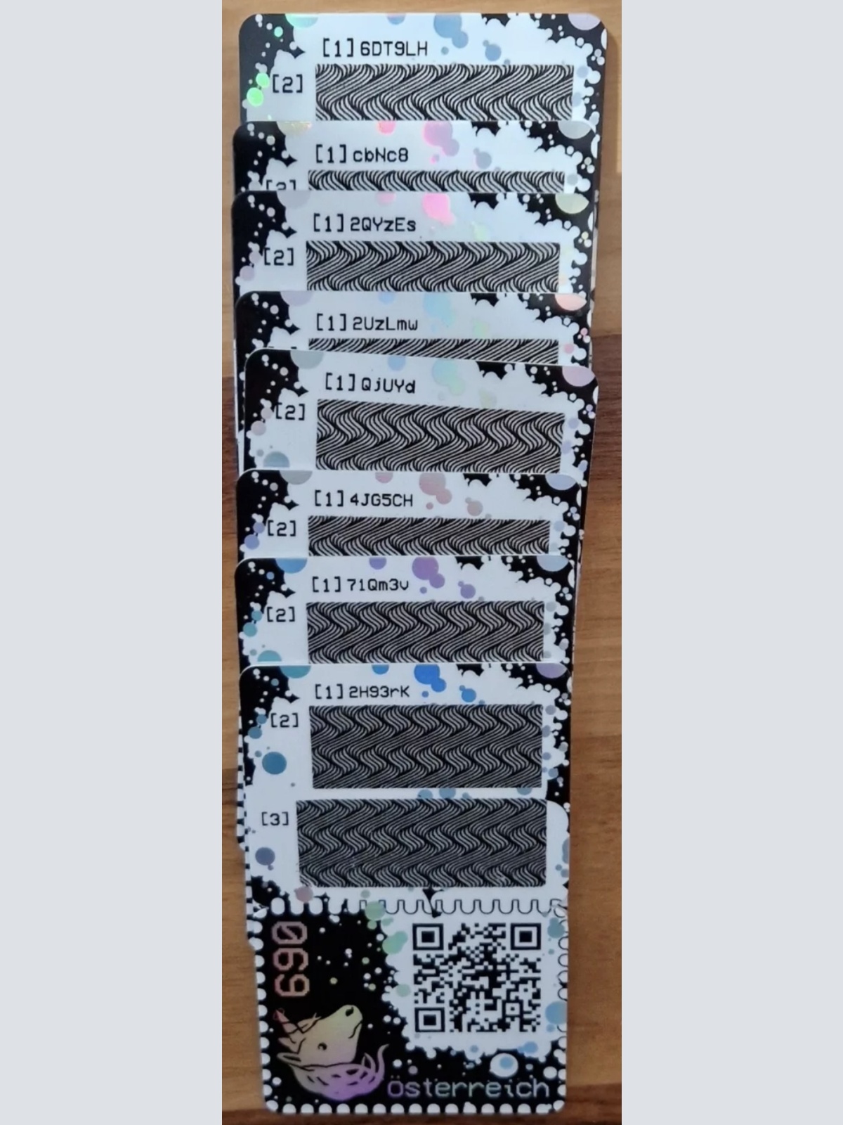 12x Cryptostamps 1.0 Österreich, 4x schwarz, 8x grün