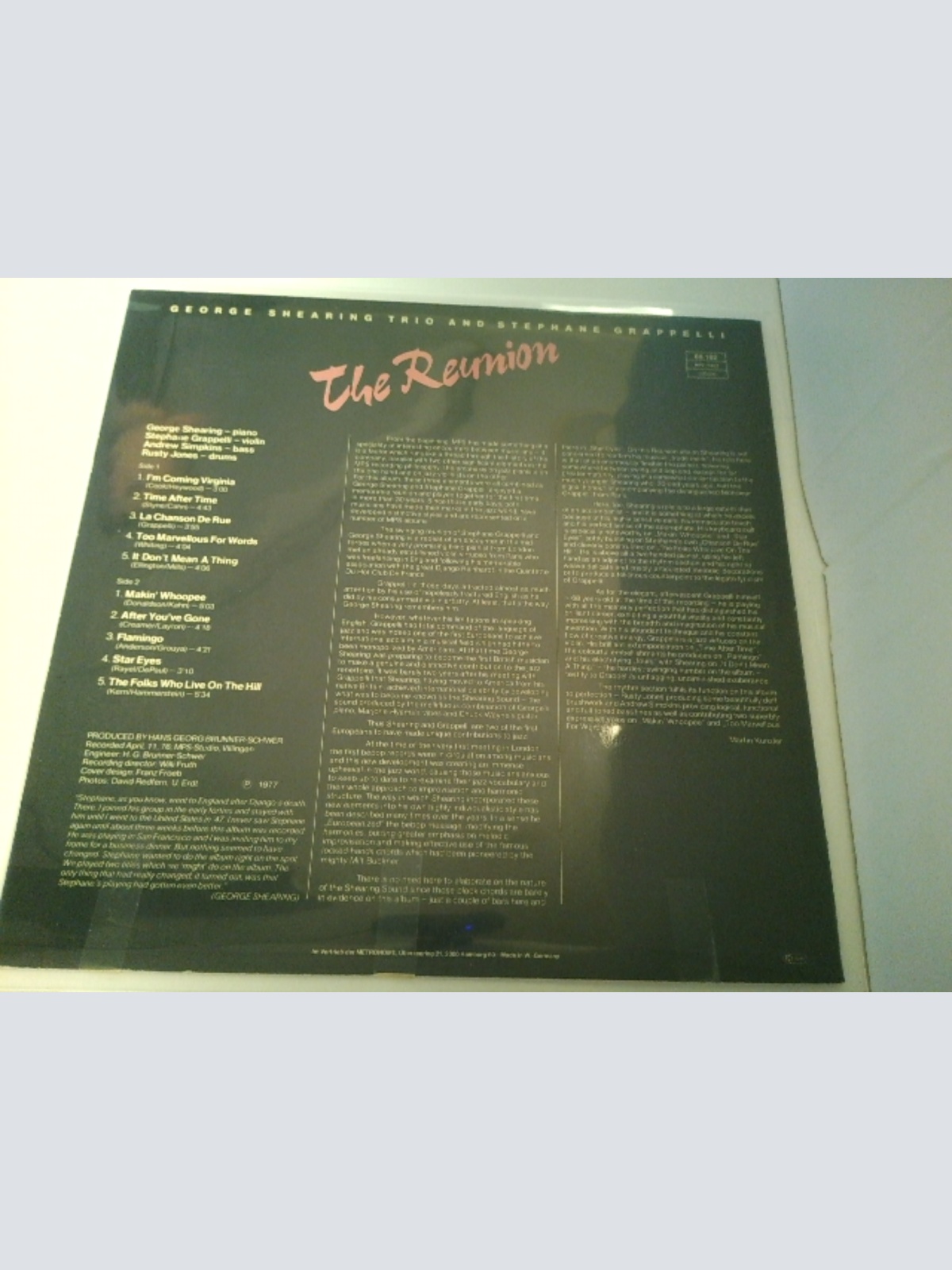 LP / George Shearing Trio And Stephane Grappelli* – The Reunion