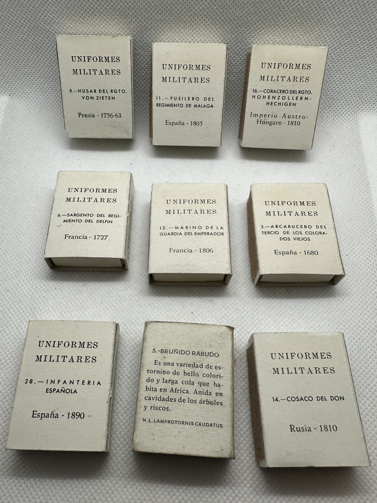 9 Stk. antike spanische Streichholzschachteln Fa. Fosforera