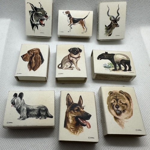 9 Stk. antike spanische Streichholzschachteln Fa. Fosforera