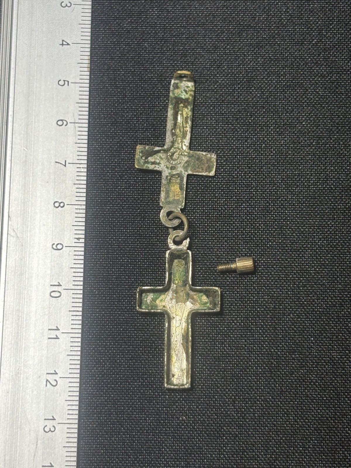 Antik Messing Catholic Kreuz reliquary