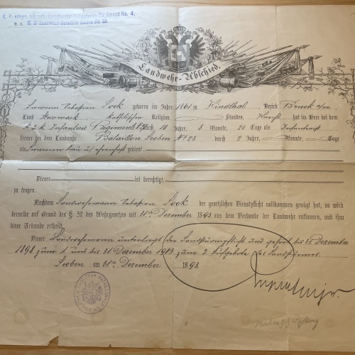 Landwehr-Abschied der K.K.Stayr.Kärnth.Landwehr Infanterie-Regiment No.4 1893