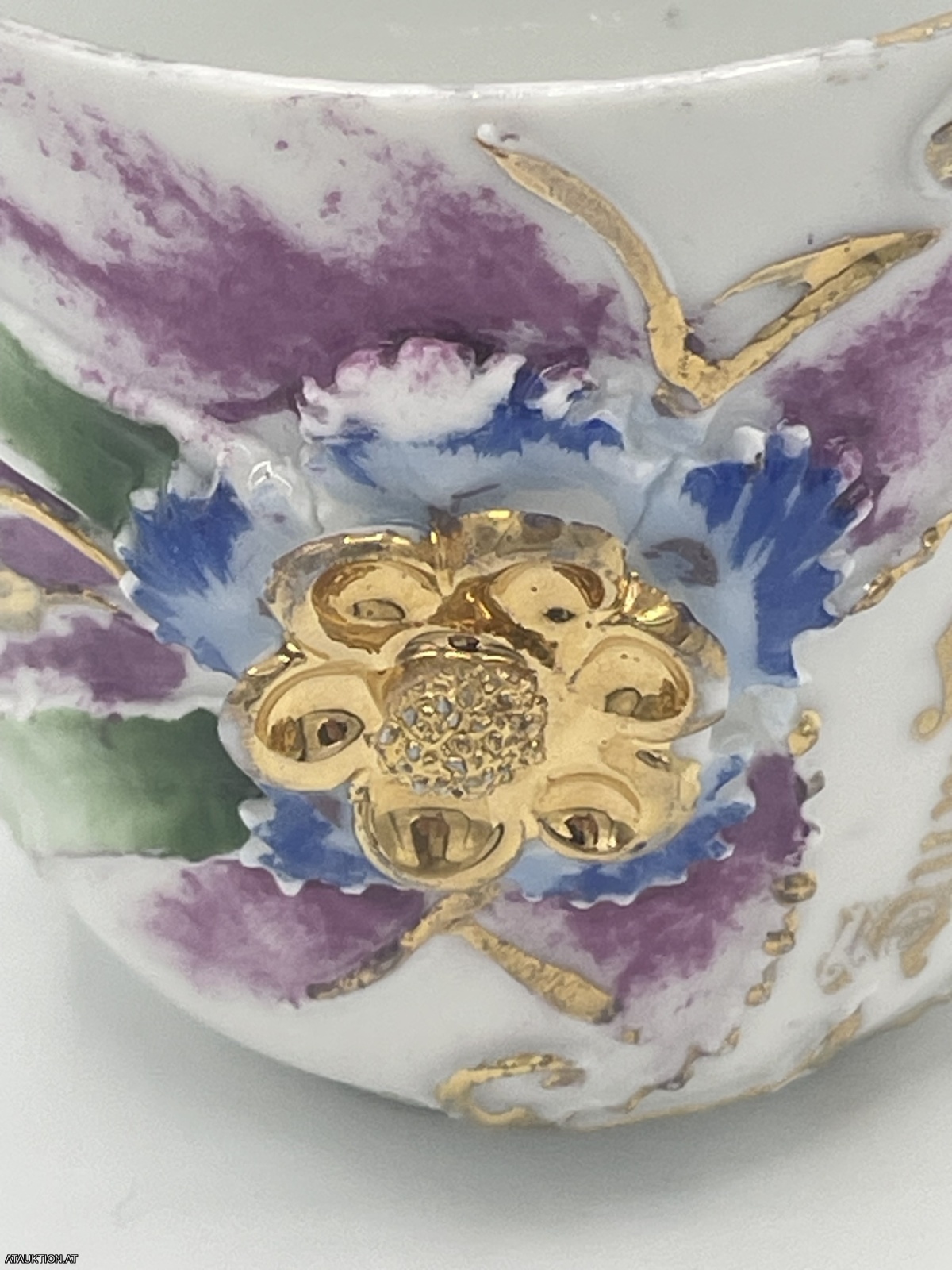 Sehr altes Prunkhäferl Rosenhäferl Jugendstil "Zum Andenken"