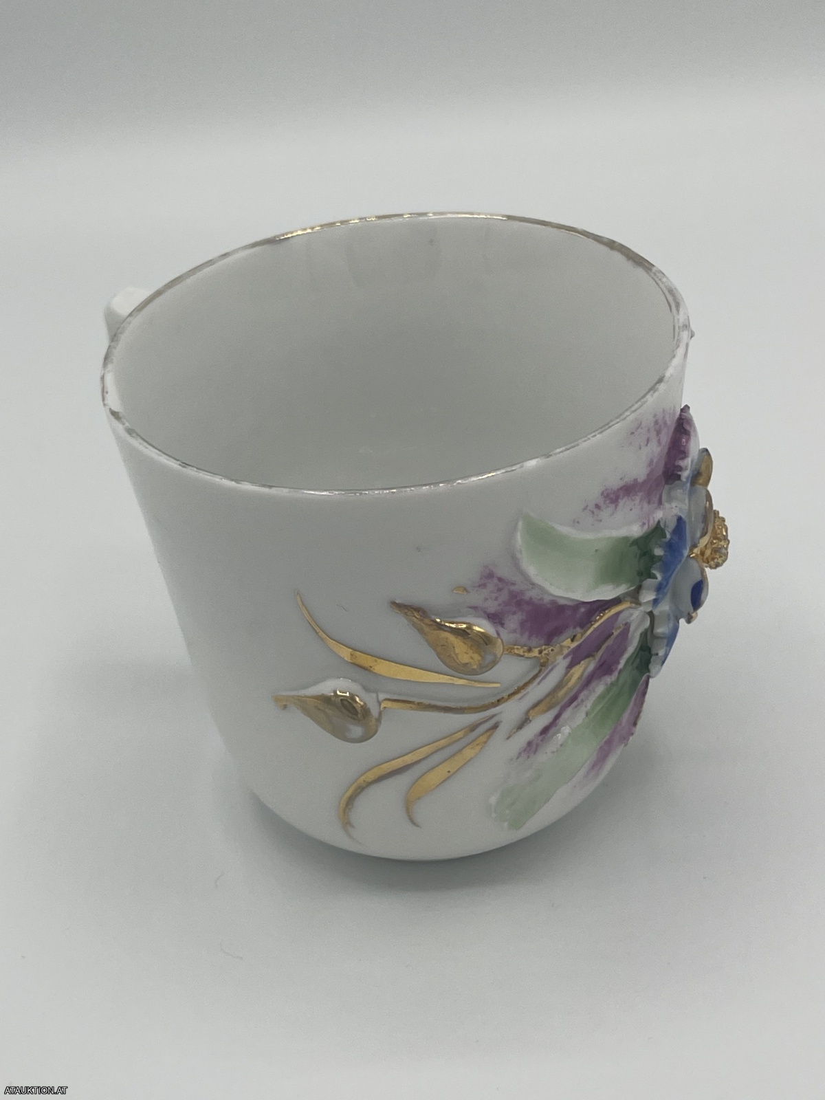 Sehr altes Prunkhäferl Rosenhäferl Jugendstil "Zum Andenken"