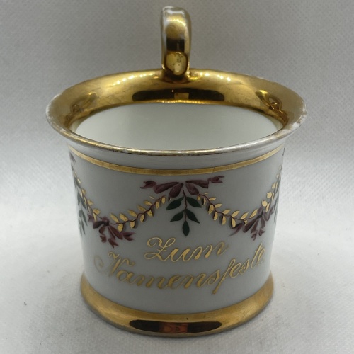 Antikes Häferl "Zum Namensfeste" Goldverzierung