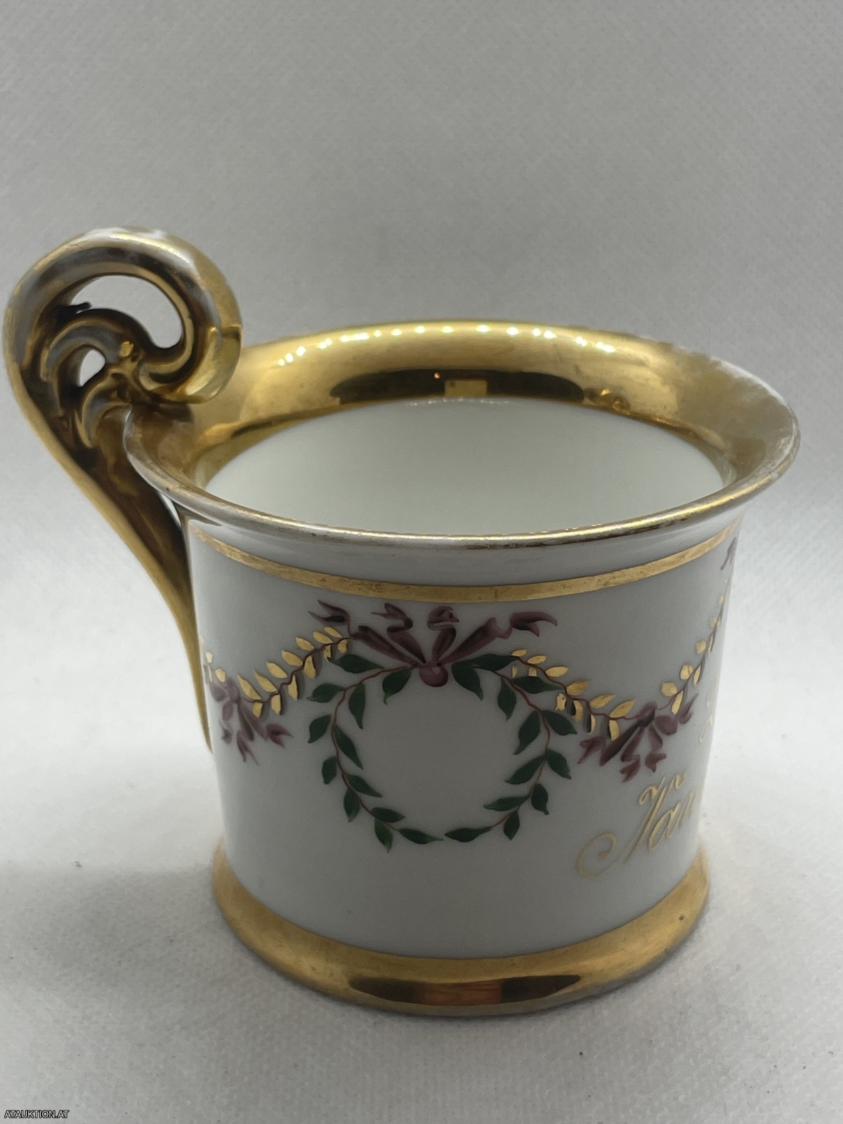 Antikes Häferl "Zum Namensfeste" Goldverzierung