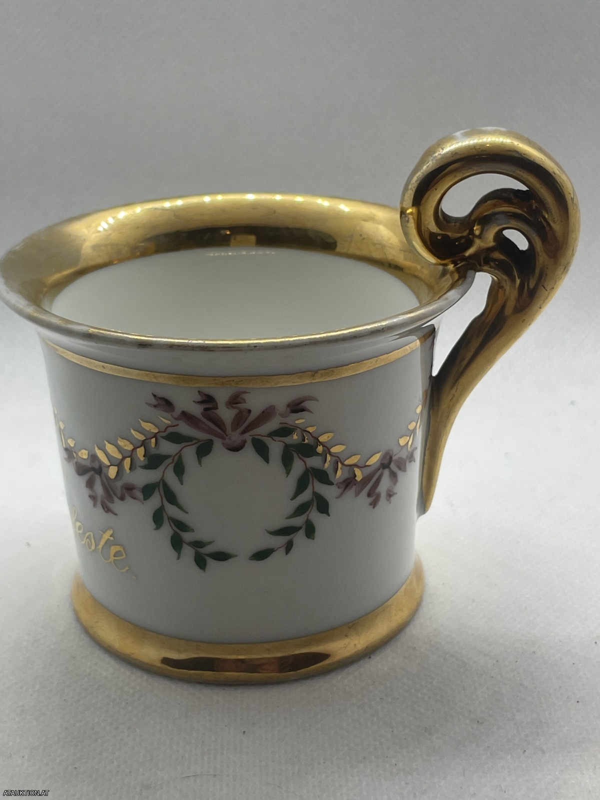 Antikes Häferl "Zum Namensfeste" Goldverzierung