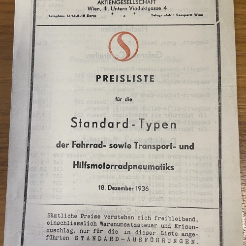 Preisliste Semperit vom 18.12.1936