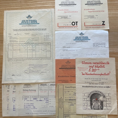 Konvolut Dokumente Austria Versicherung 50er Jahre