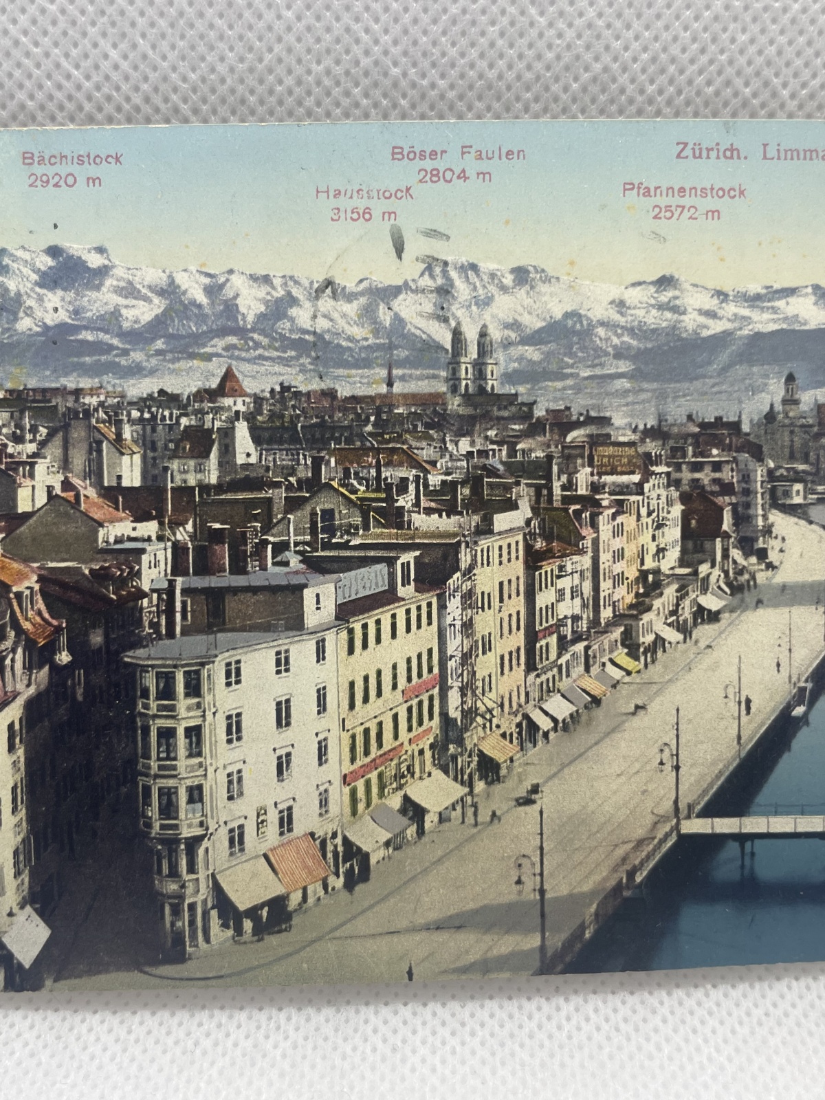 AK Zürich Limmatquai mit den Alpen 1913