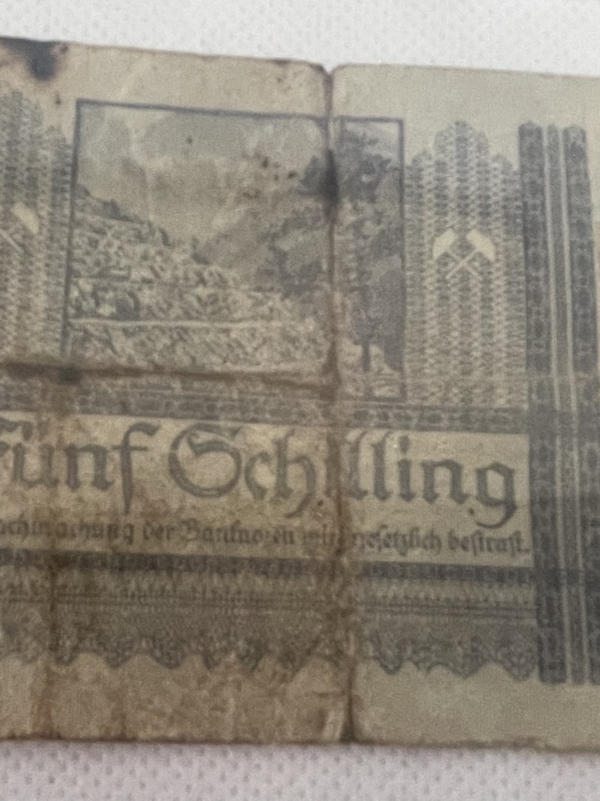 Fünf Schilling Geldschein 1945 - selten!