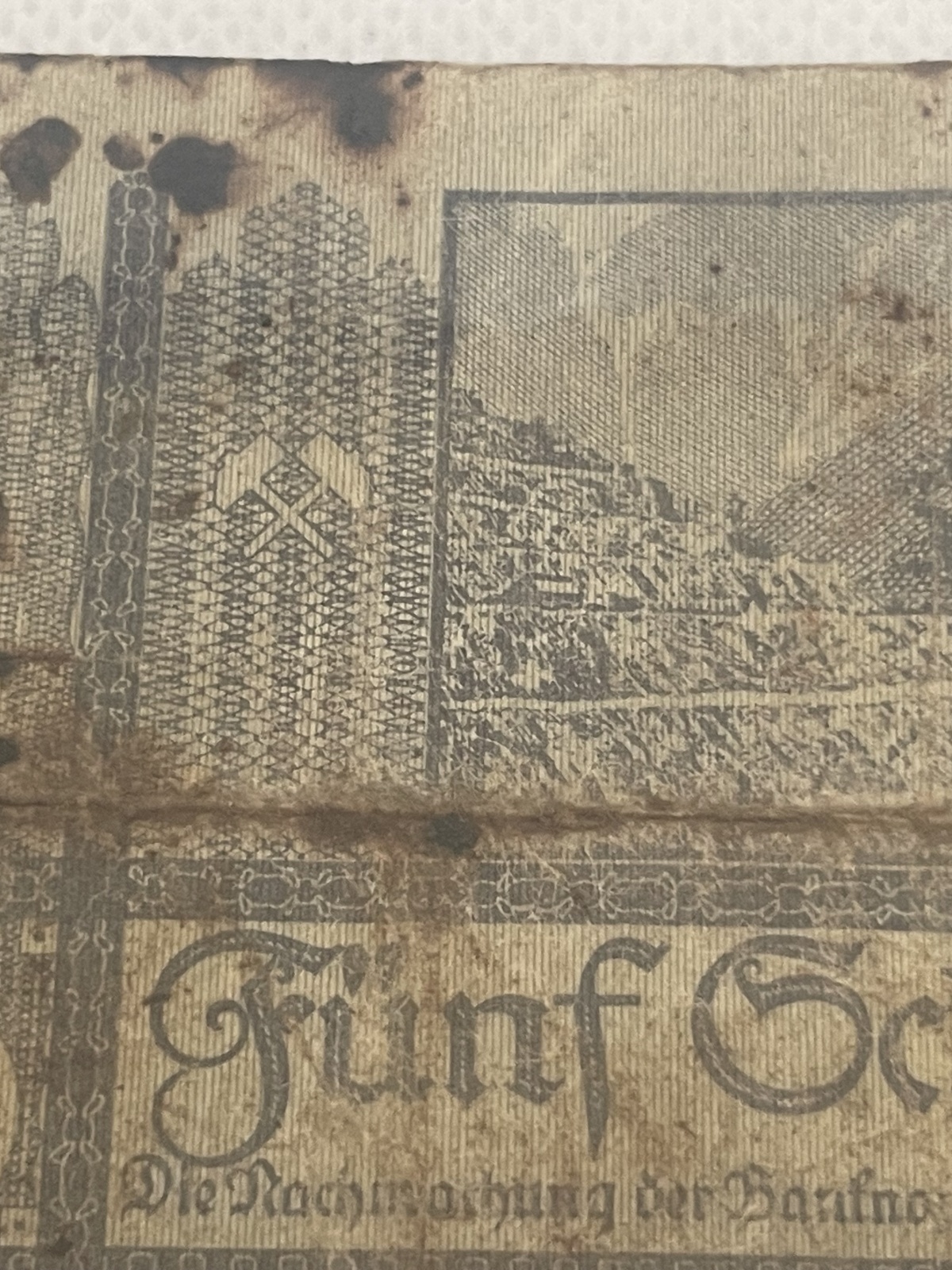 Fünf Schilling Geldschein 1945 - selten!