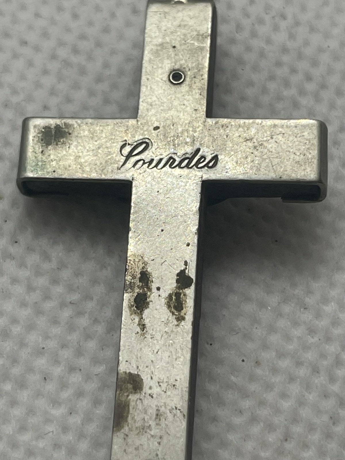 Antiker schwarzer französischer Rosenkranz aus Lourdes