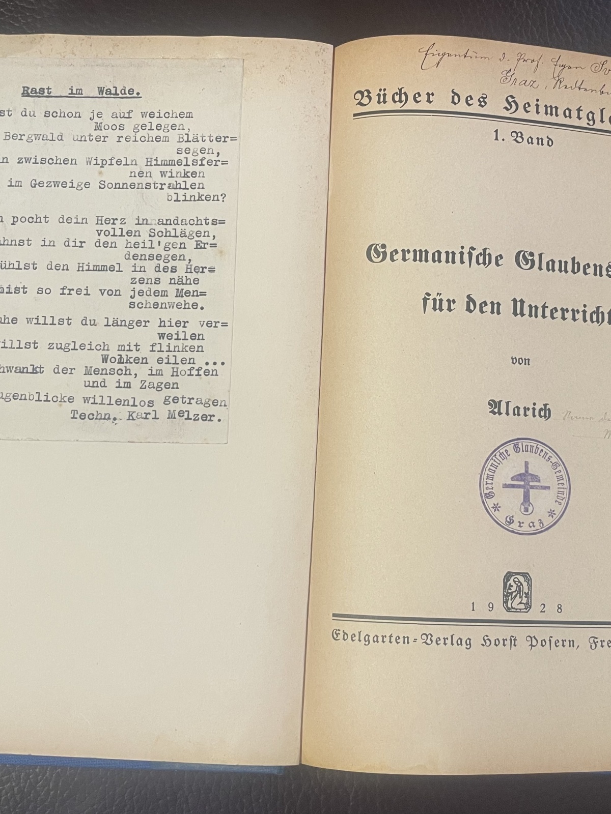 Germanische Glaubenslehre für den Untrricht von Alarich 1928