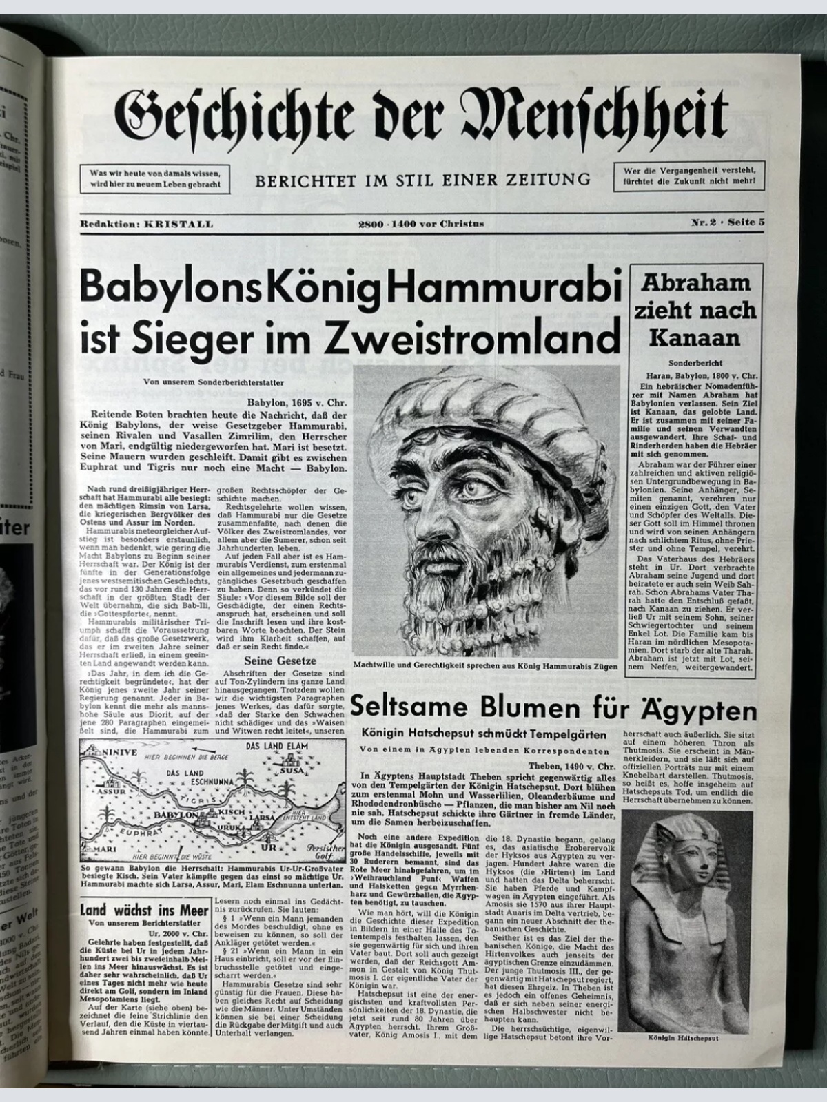 1966 Geschichte der Welt in Zeitungsschlagzeilen Seltenes antikes Buch