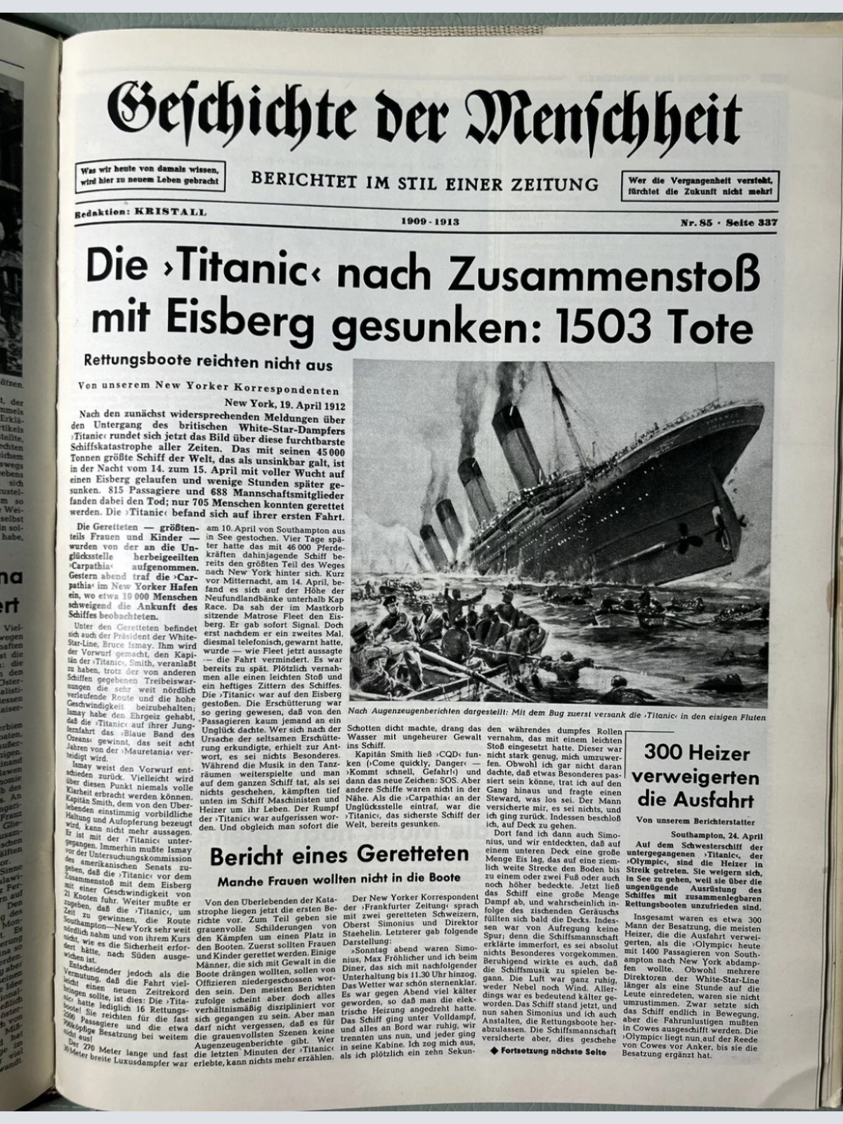 1966 Geschichte der Welt in Zeitungsschlagzeilen Seltenes antikes Buch