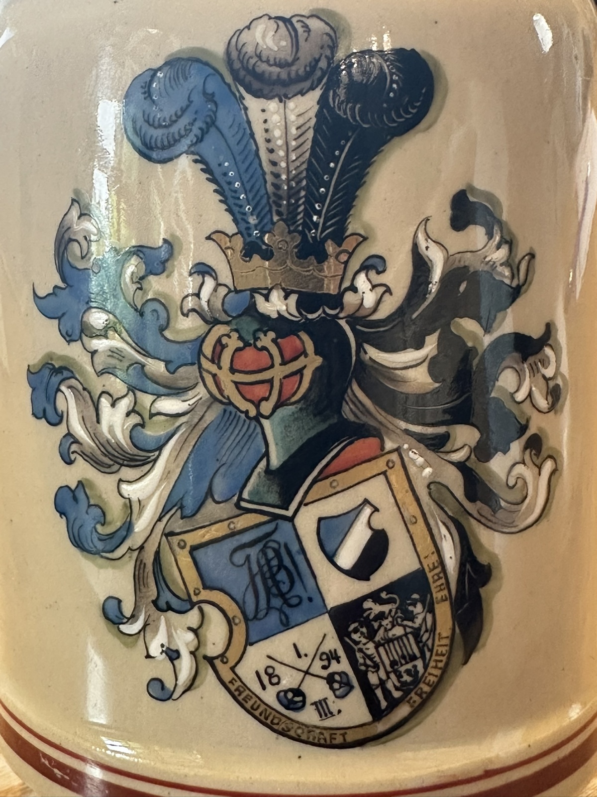 Wunderschöner Studentenkrug von 1908