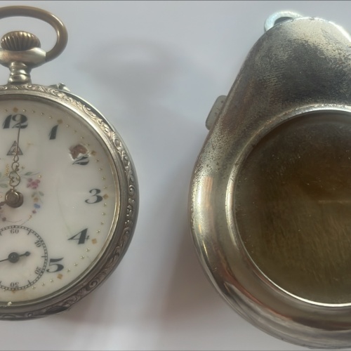 Antike Taschenuhr von Alpina 1911 mit Orginal Tasche - 800 Silber