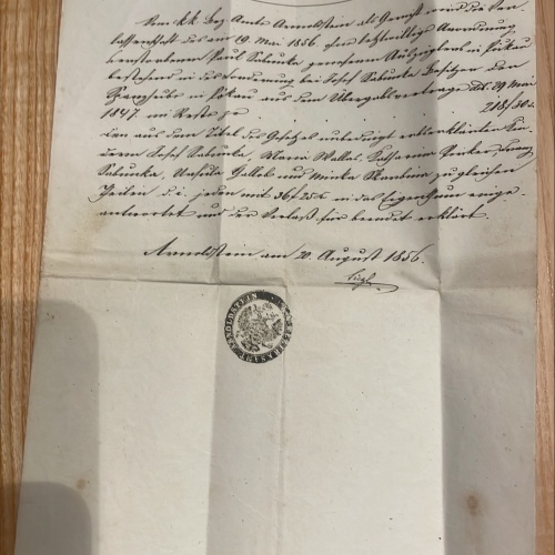 Altes Dokument von 1856