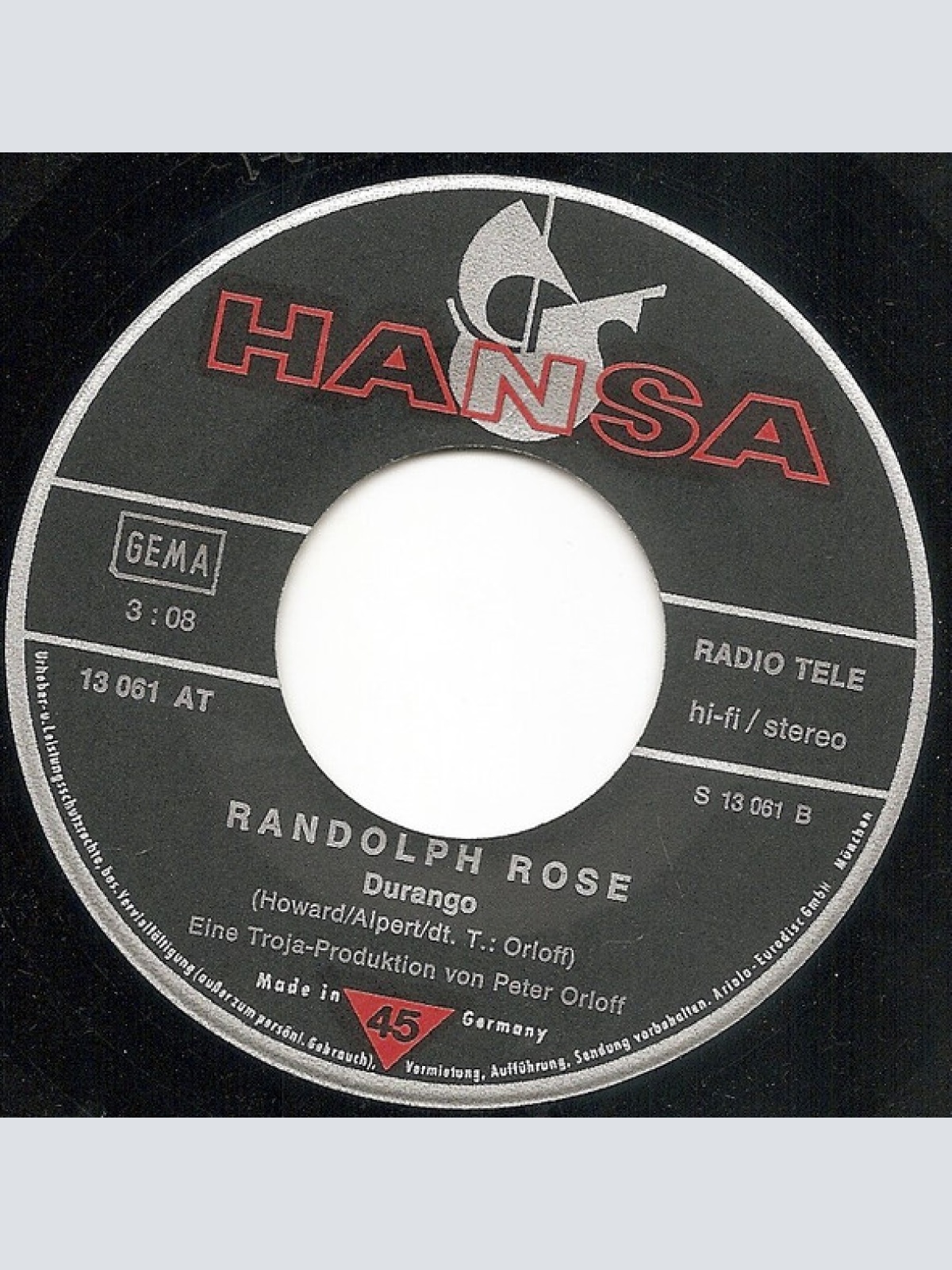 Vinyl / Randolph Rose - Heute Soll Sonntag Sein (Je Viens Diner Ce Soir)