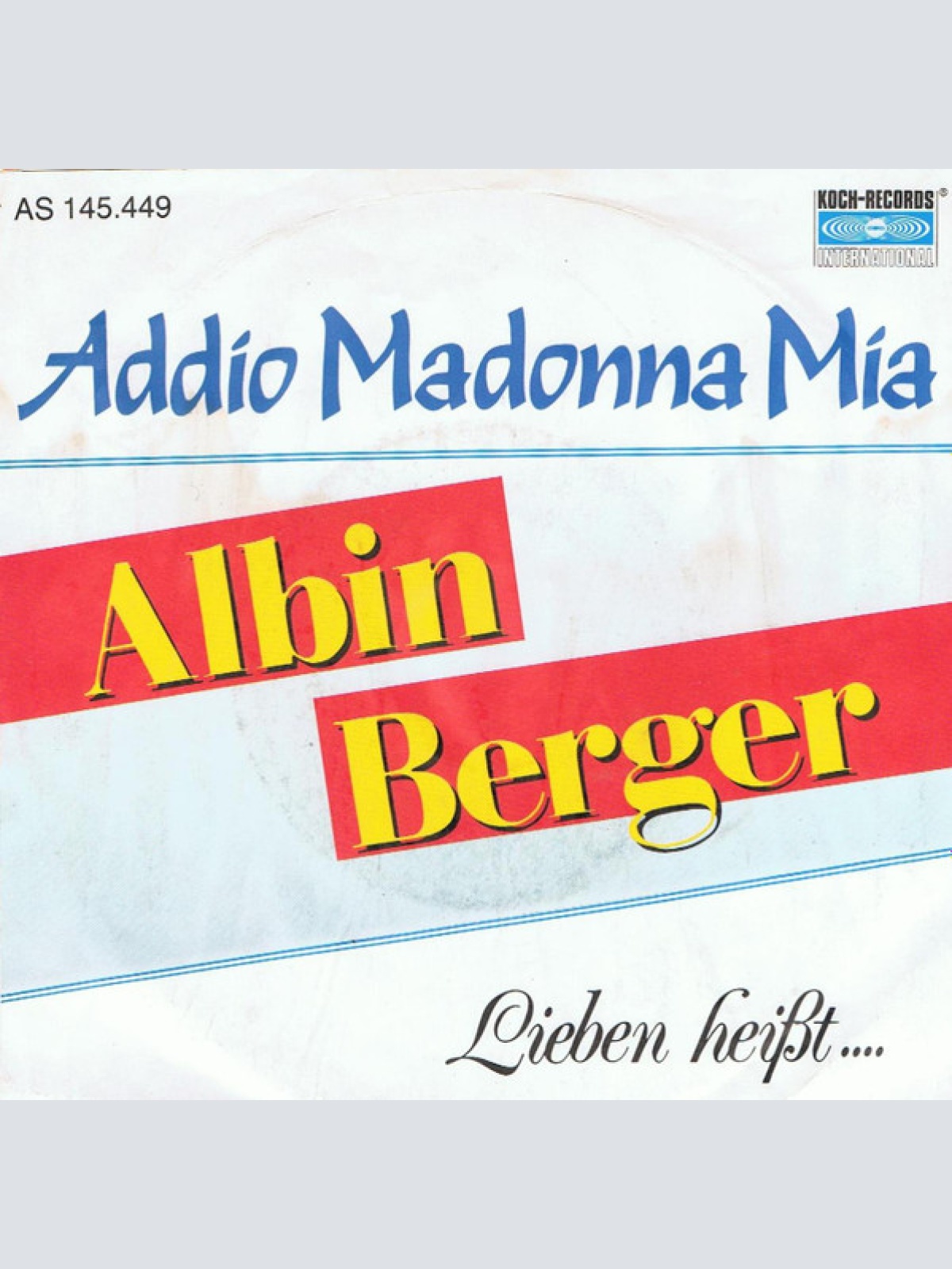 Vinyl / Albin Berger - Addio Madonna Mia