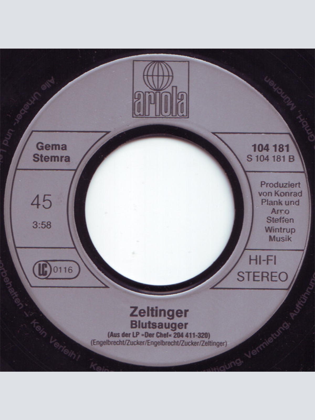 Vinyl / Zeltinger* - Der Lachende Vagabund / Blutsauger