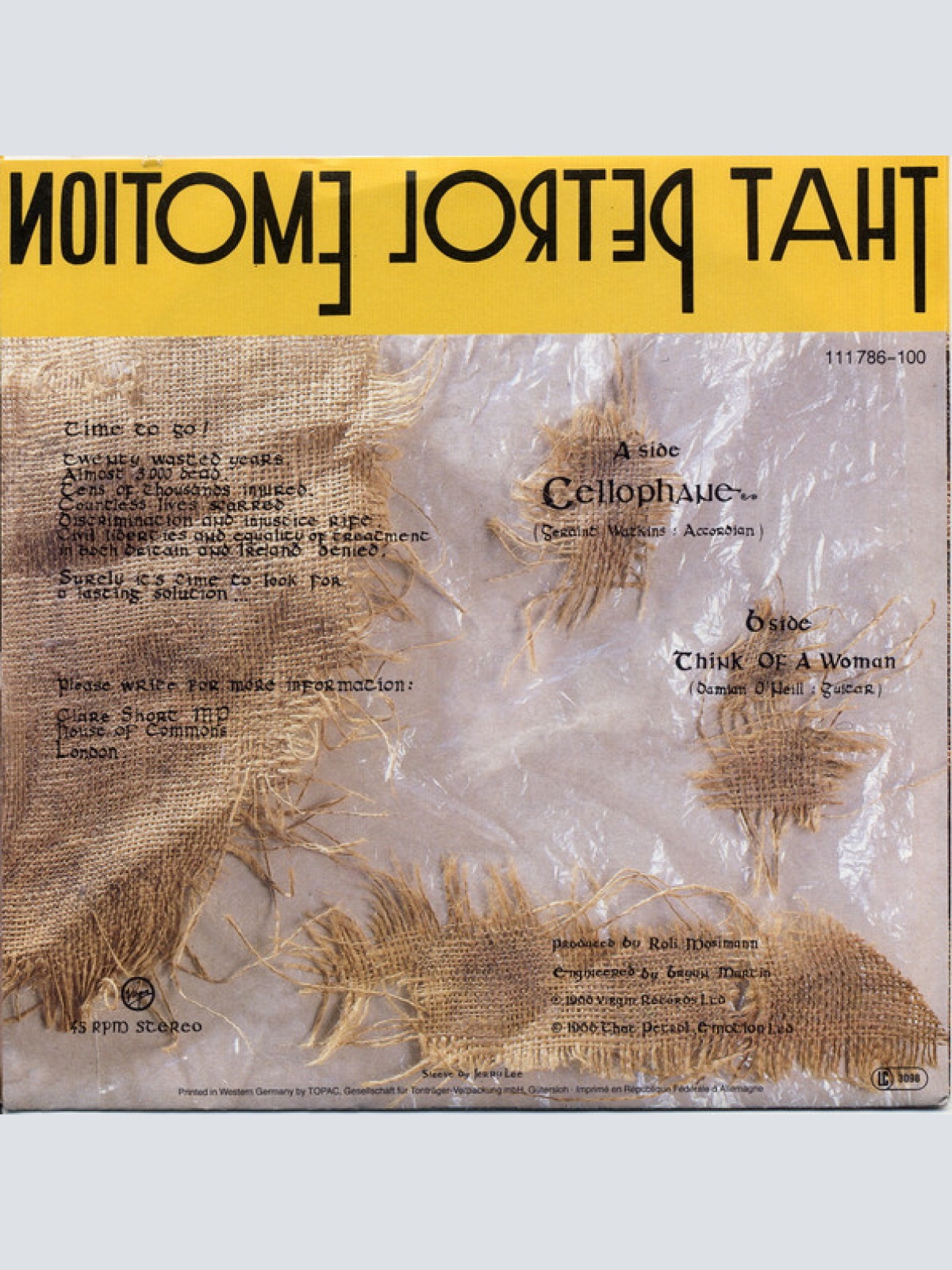 Vinyl / That Petrol Emotion - Cellophane