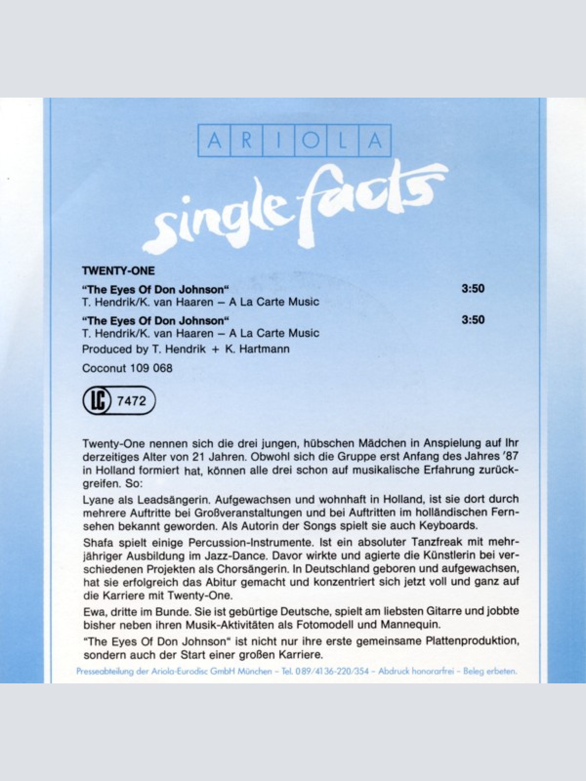 Vinyl / Twenty-One - The Eyes Of Don Johnson