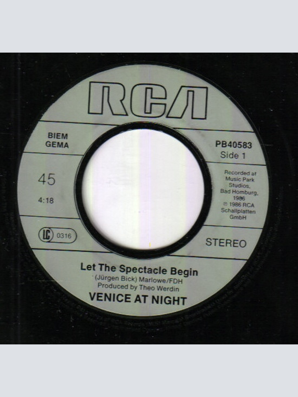 Vinyl / Venice At Night - Let The Spectacle Begin