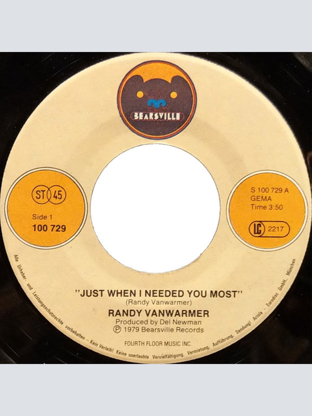 Vinyl / Randy Vanwarmer - Just When I Needed You Most