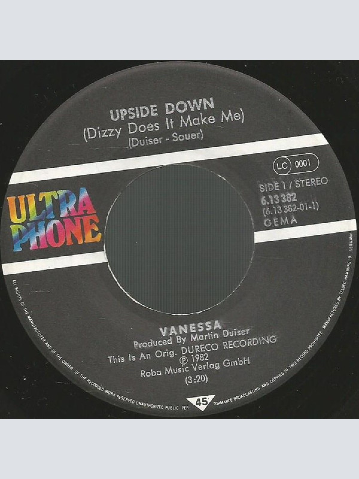 Vinyl / Vanessa (2) - Upside Down (Dizzy Does It Make Me)