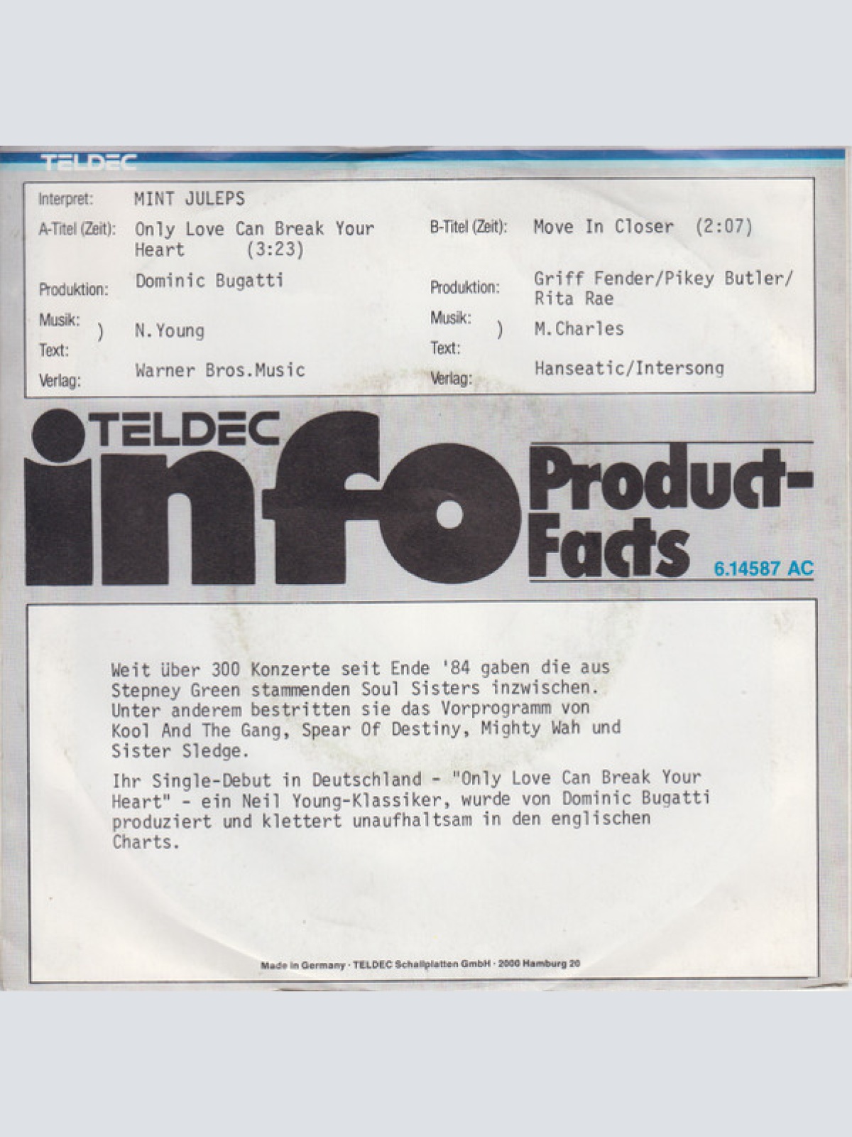 Vinyl / Mint Juleps - Only Love Can Break Your Heart