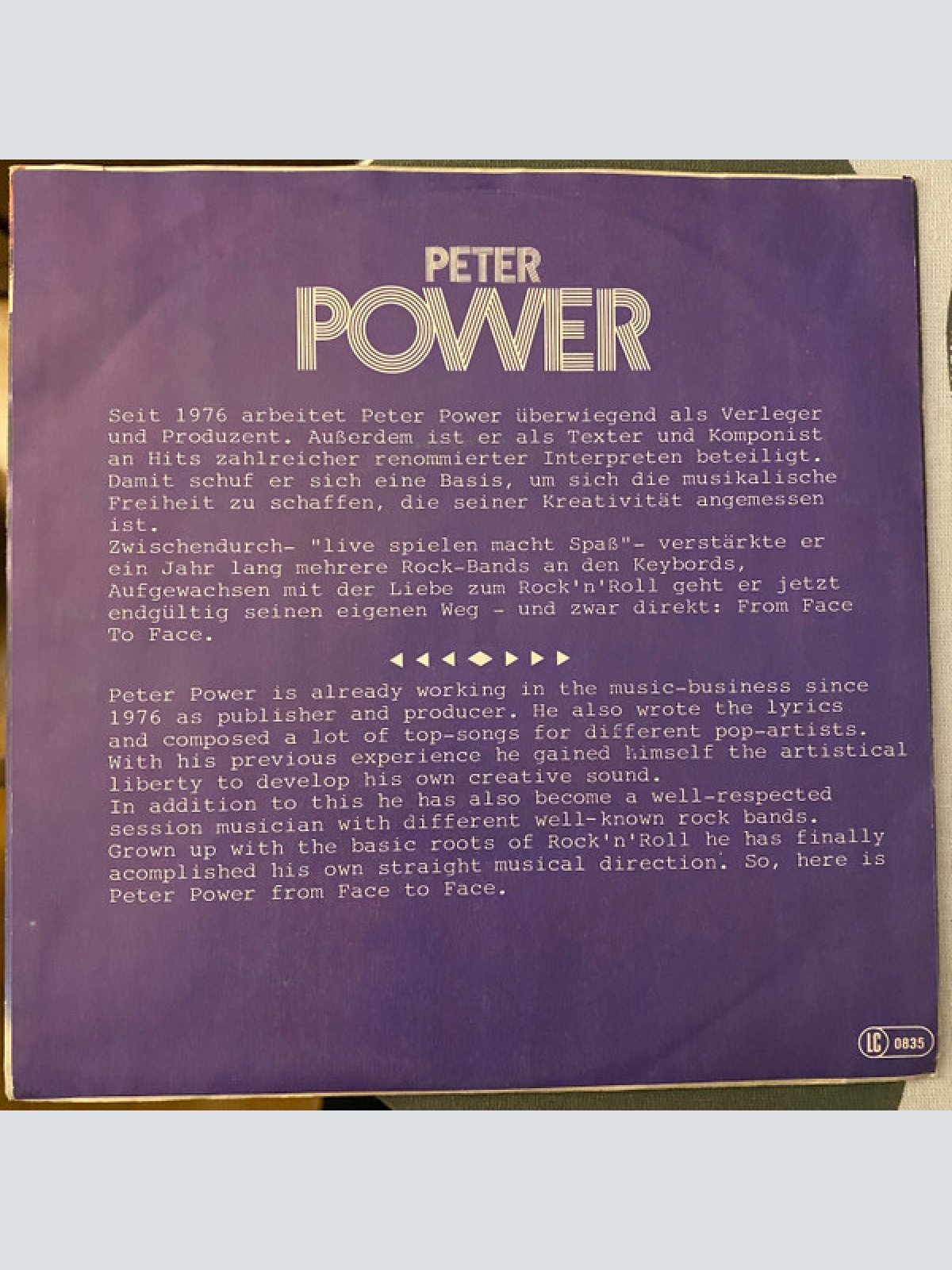 Vinyl / Peter Power - From Face To Face
