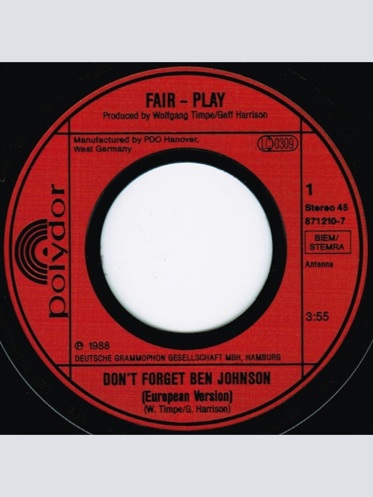 Vinyl / Fair-Play (2) - Don't Forget Ben Johnson