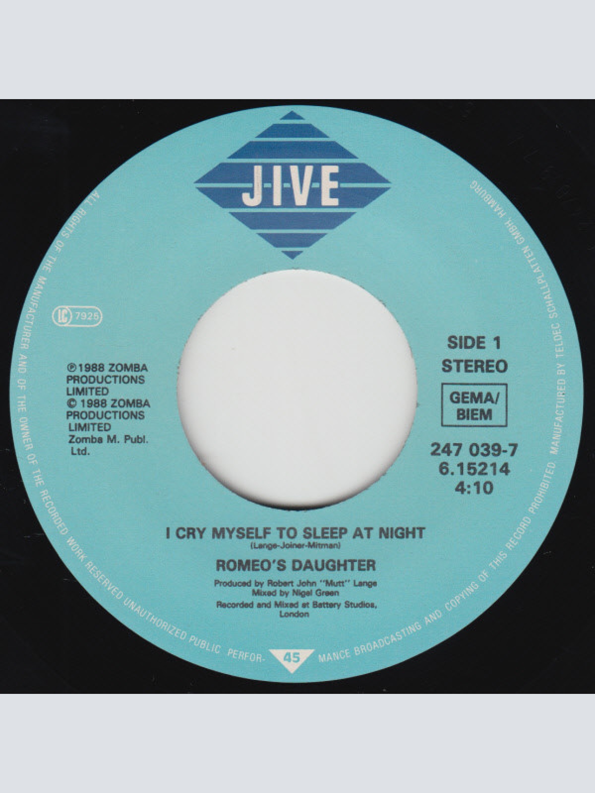 Vinyl / Romeo's Daughter - I Cry Myself To Sleep At Night