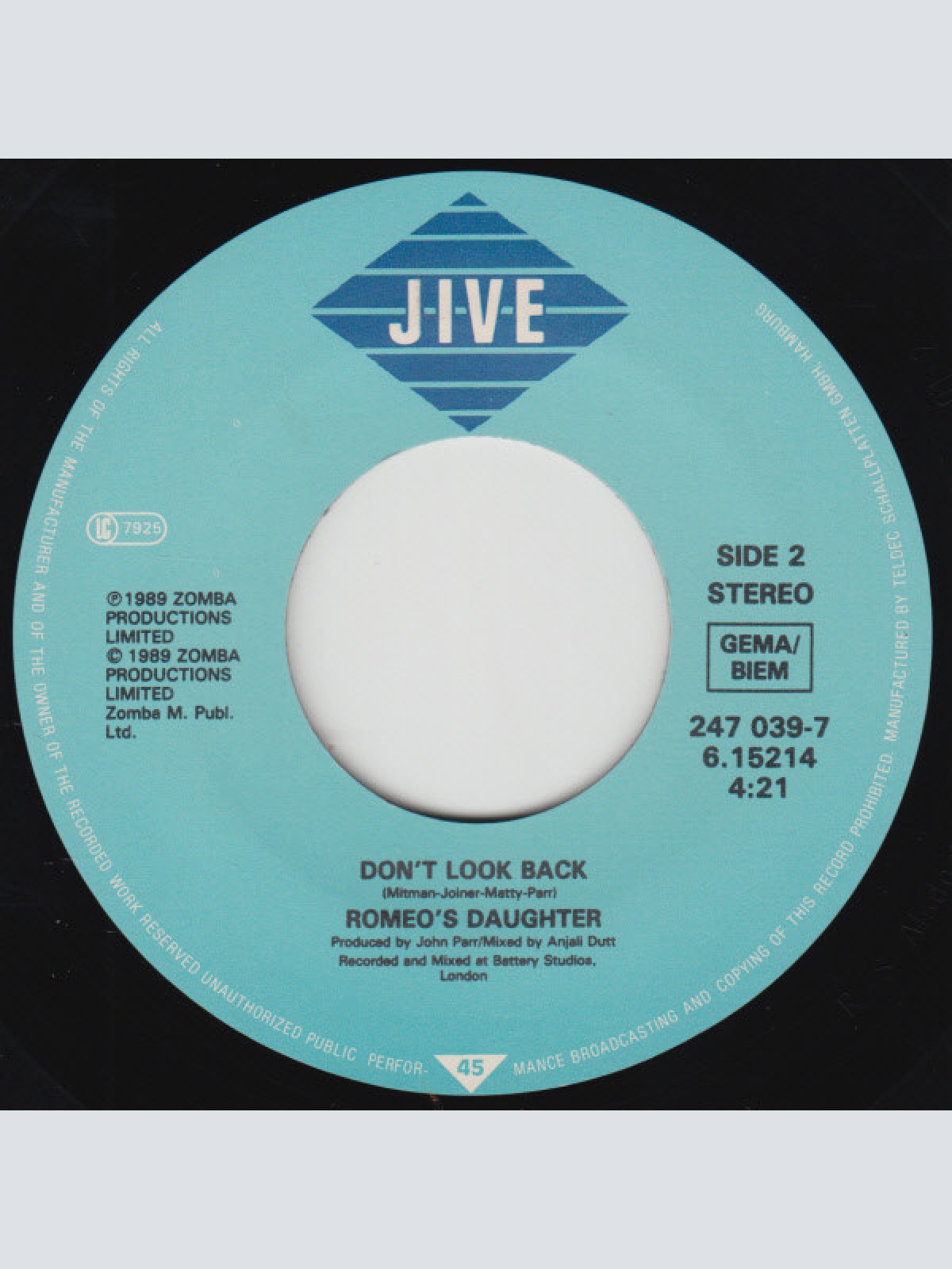 Vinyl / Romeo's Daughter - I Cry Myself To Sleep At Night