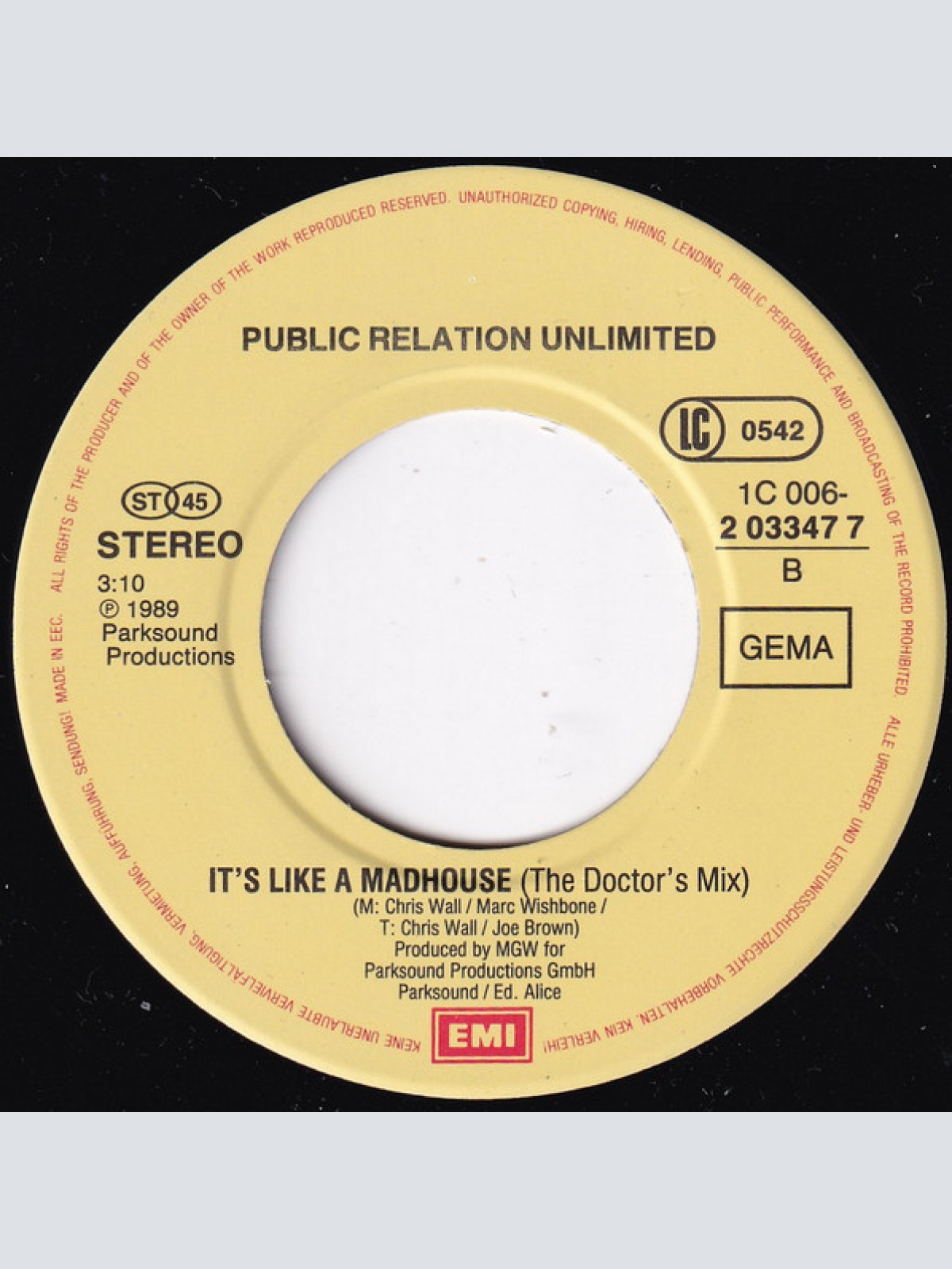 Vinyl / Public Relation Unlimited - It's Like A... Madhouse