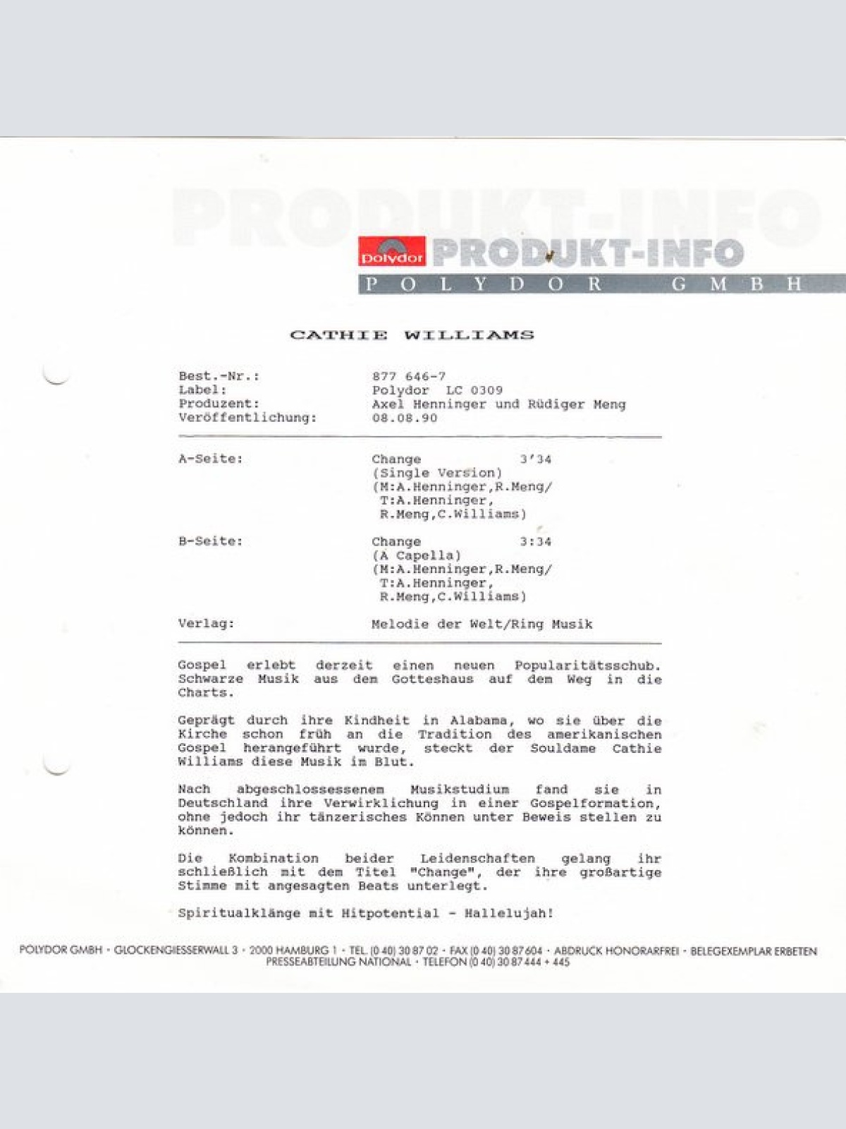 Vinyl / Cathie Williams - Change