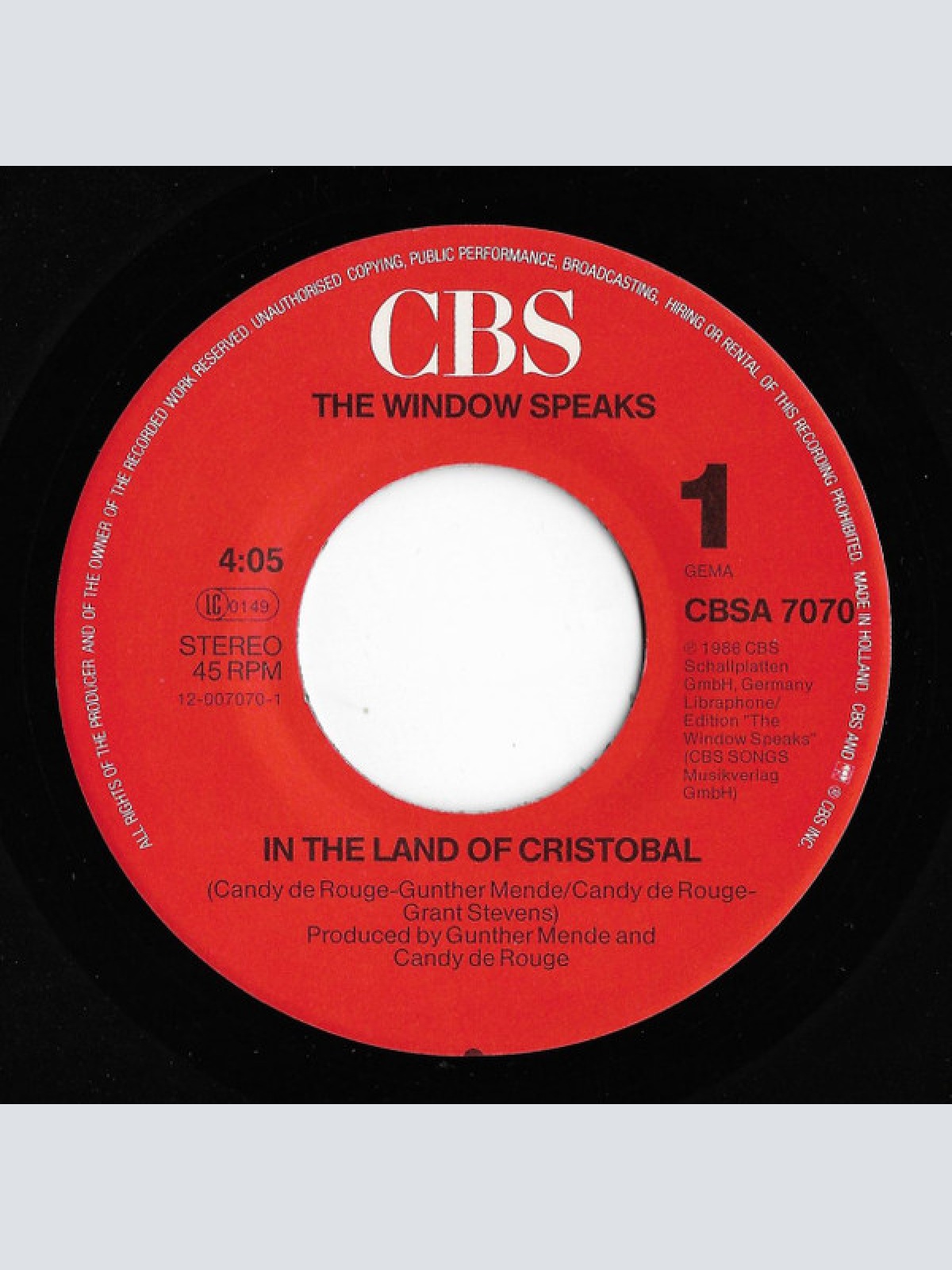 Vinyl / The Window Speaks - In The Land Of Christobal