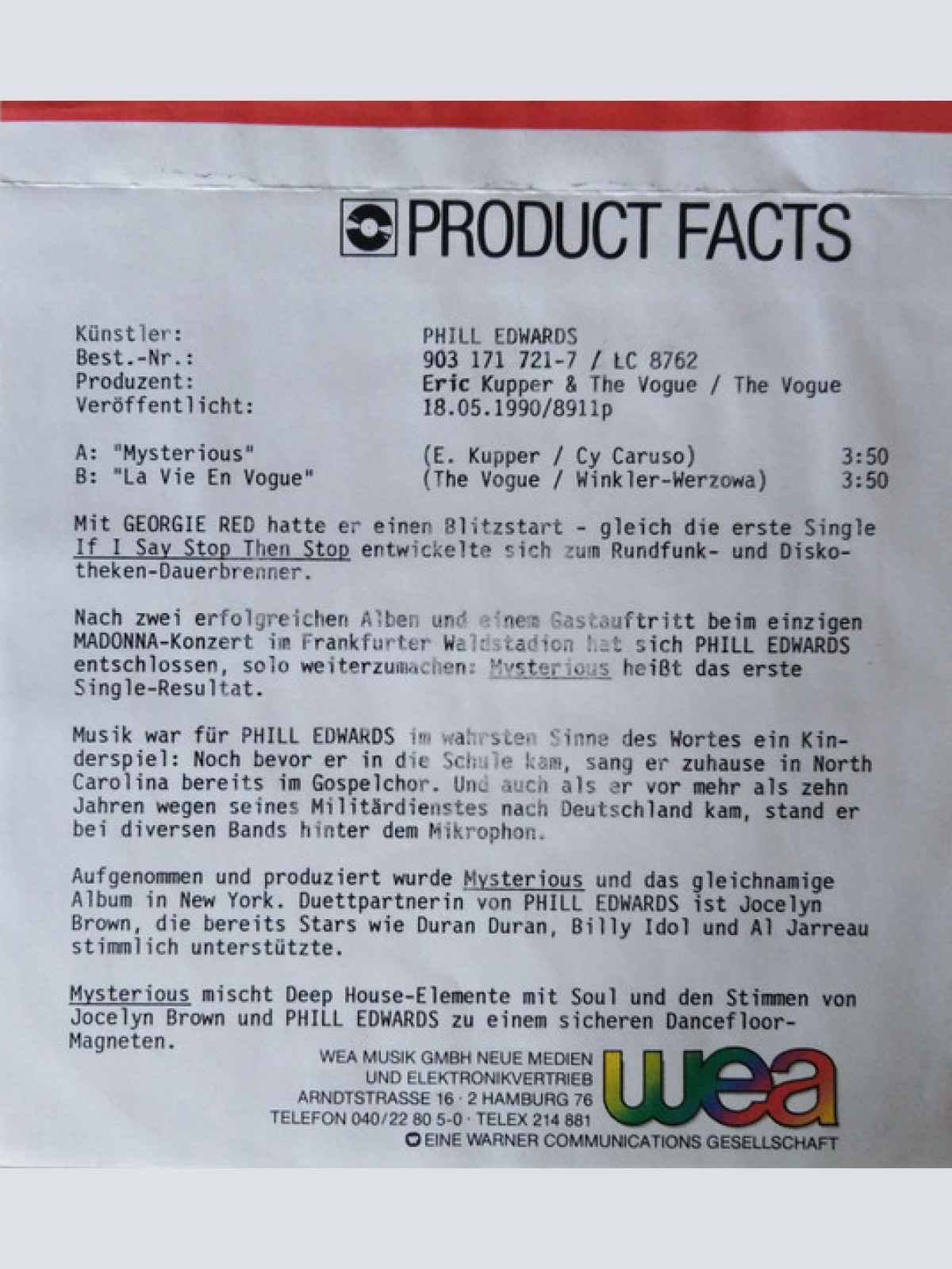 Vinyl / Phill Edwards Feat. Jocelyn Brown - Mysterious