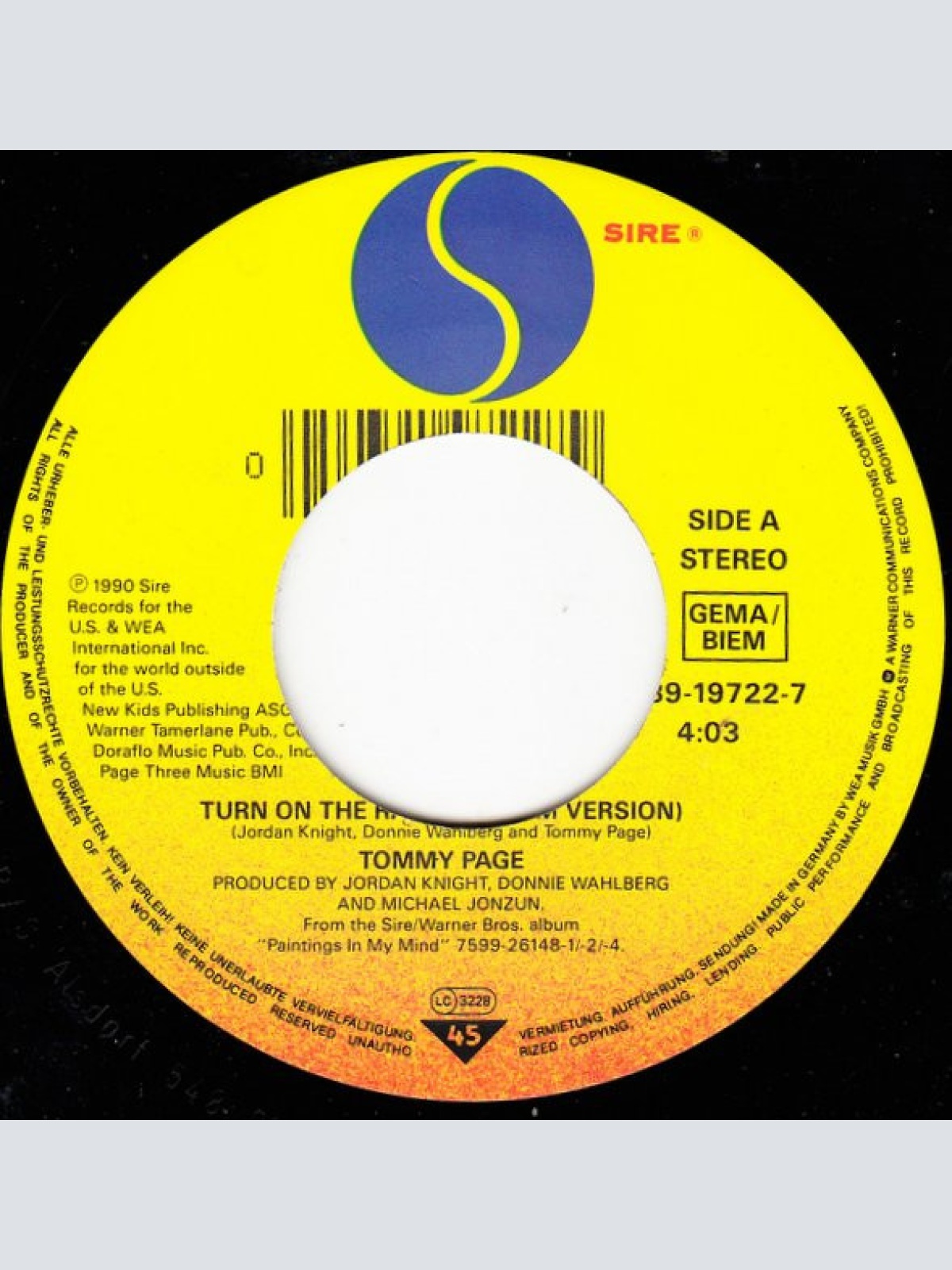 Vinyl / Tommy Page - Turn On The Radio