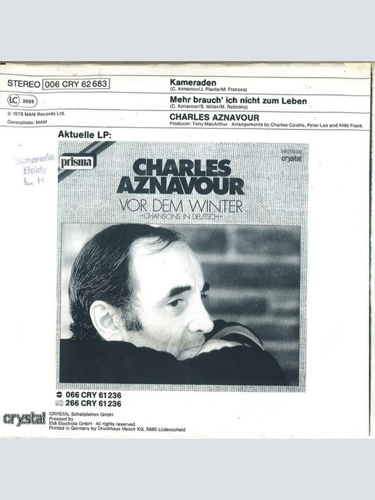 Vinyl / Charles Aznavour - Kameraden