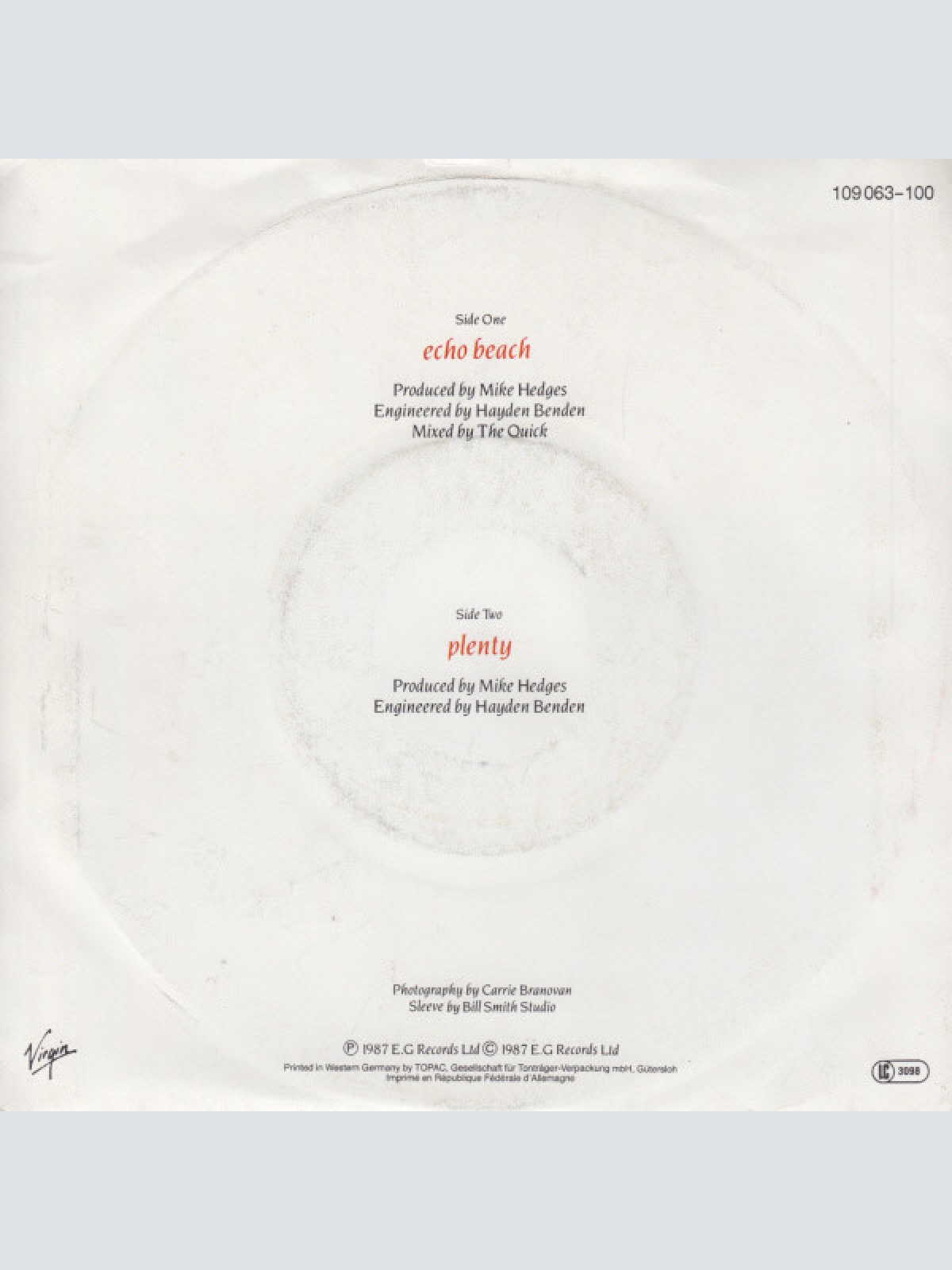 Vinyl / Toyah - Echo Beach