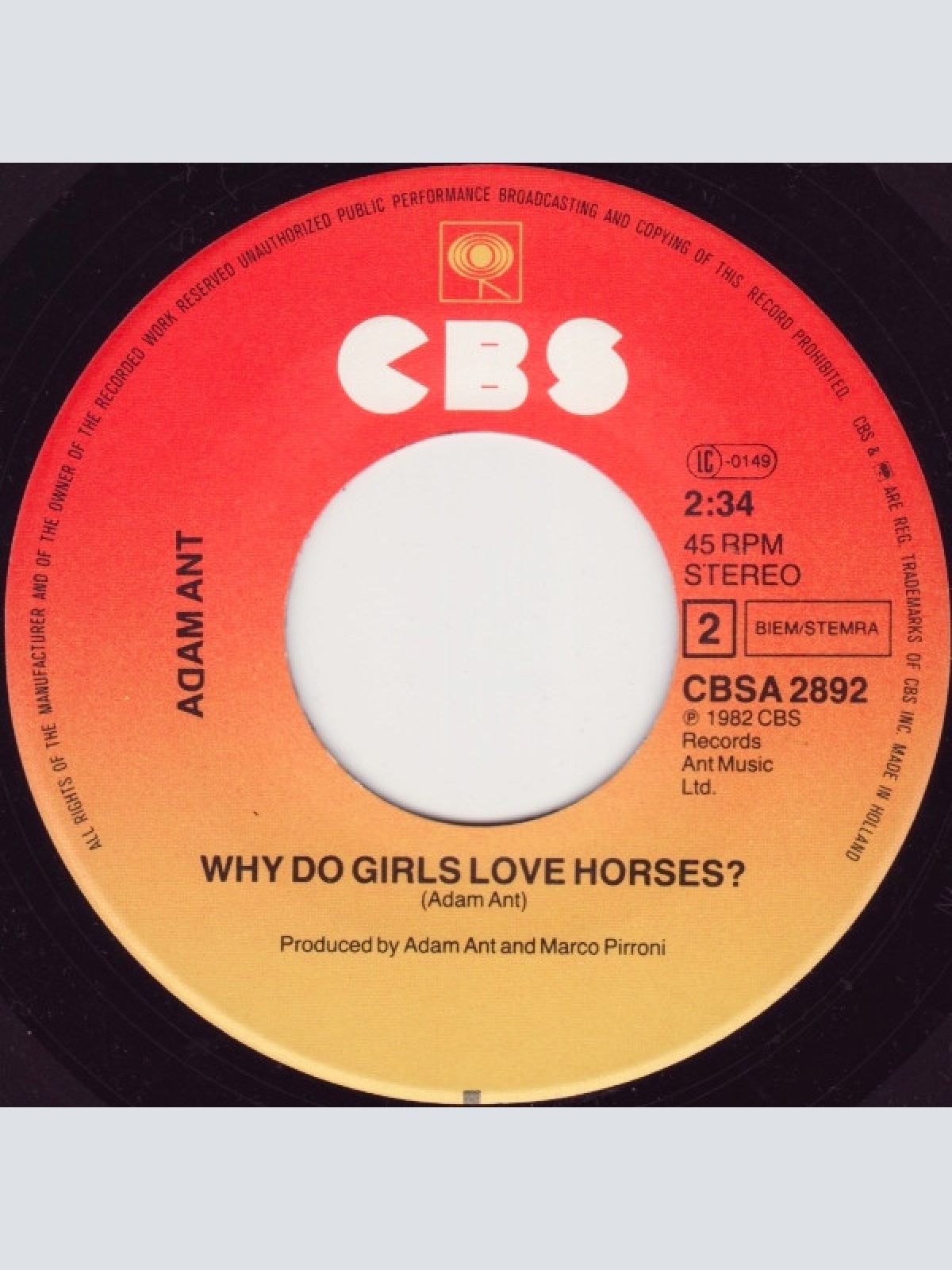 Vinyl / Adam Ant - Desperate But Not Serious