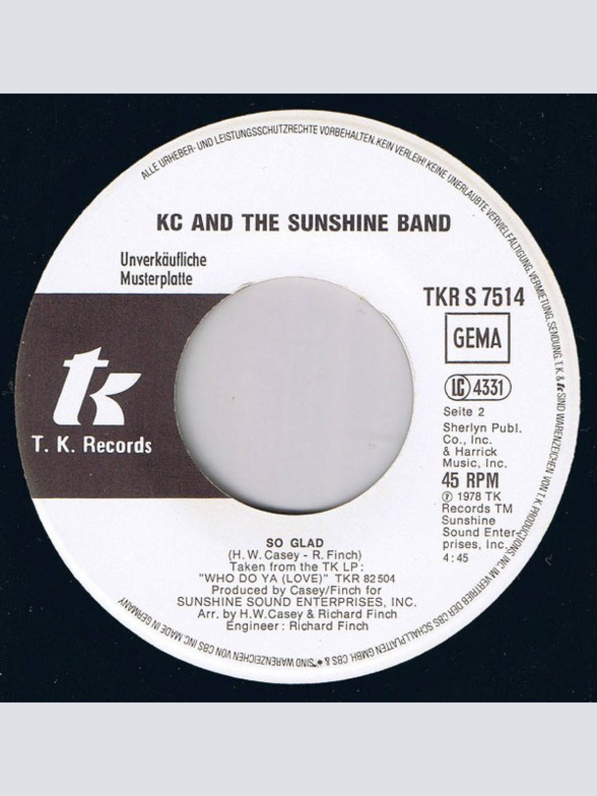Vinyl / KC & The Sunshine Band - Who Do Ya Love