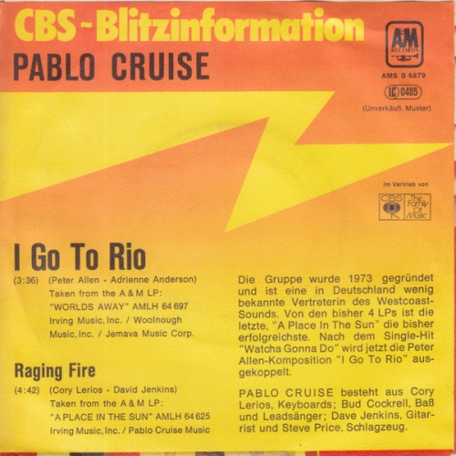 Vinyl / Pablo Cruise - I Go To Rio