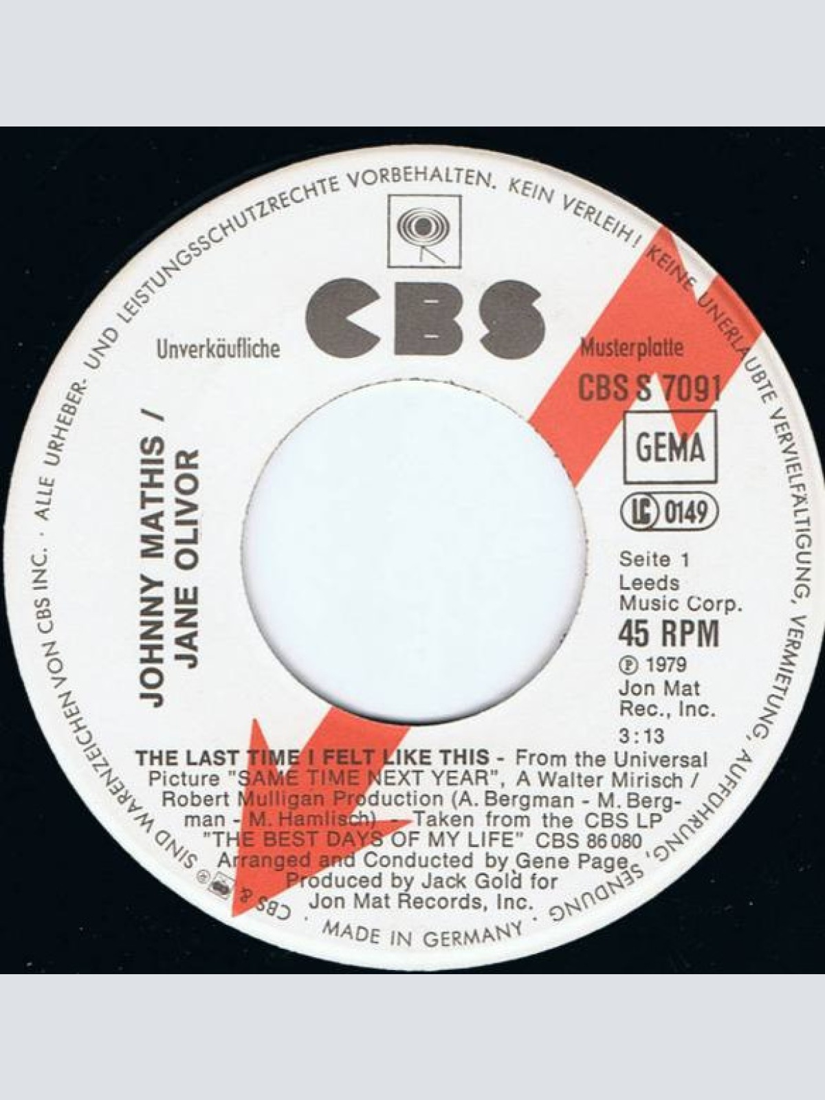 Vinyl / Johnny Mathis & Jane Olivor - The Last Time I Felt Like This