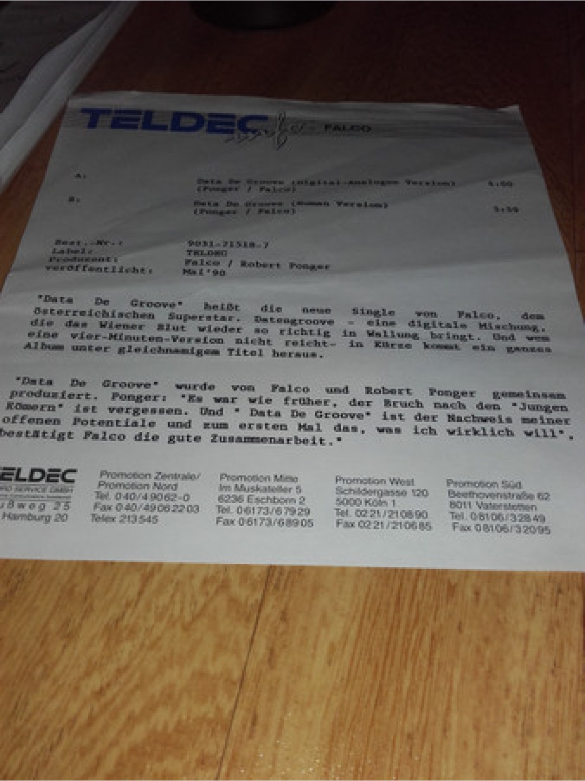 Vinyl / Falco - Data De Groove