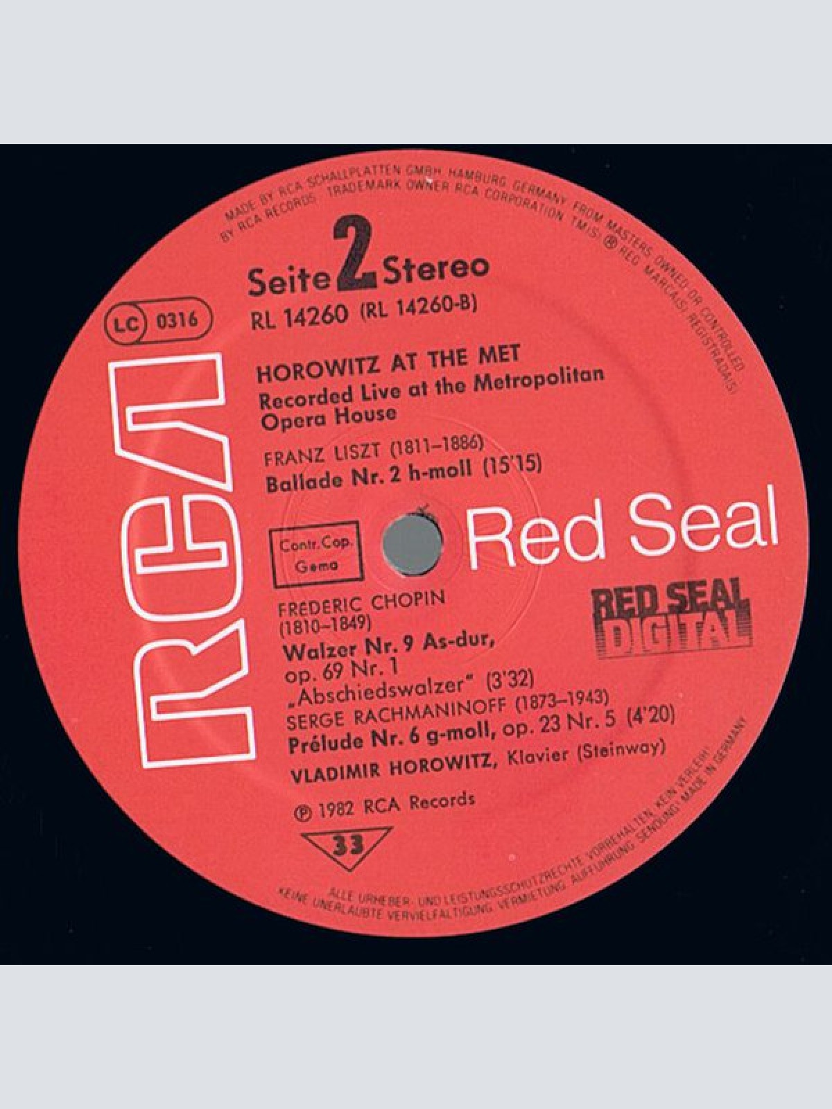 Vinyl / Horowitz* - Scarlatti*, Chopin*, Liszt*, Rachmaninoff* - Horowitz At The Met