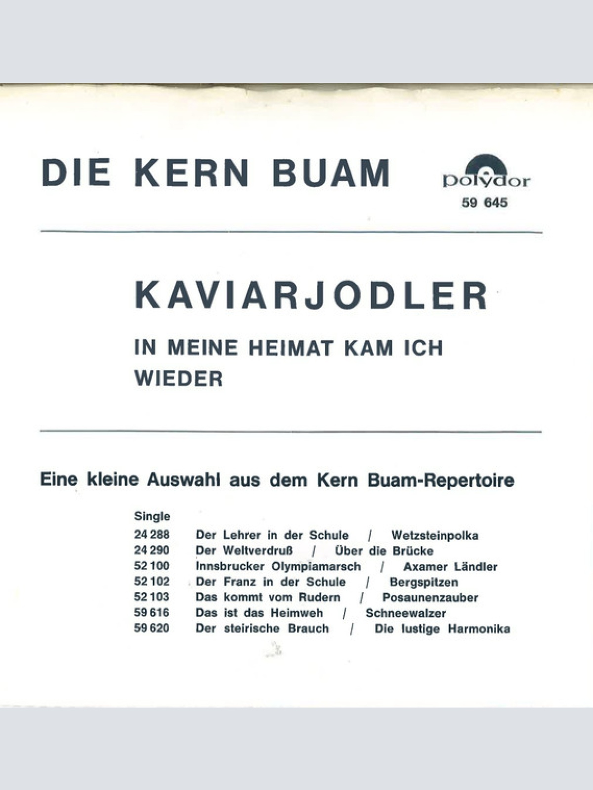 Vinyl / Die Kern Buam - Kaviarjodler